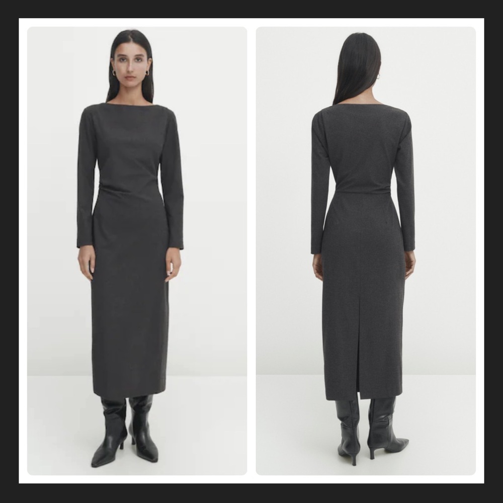 Massimo Dutti Gray Midi Dress